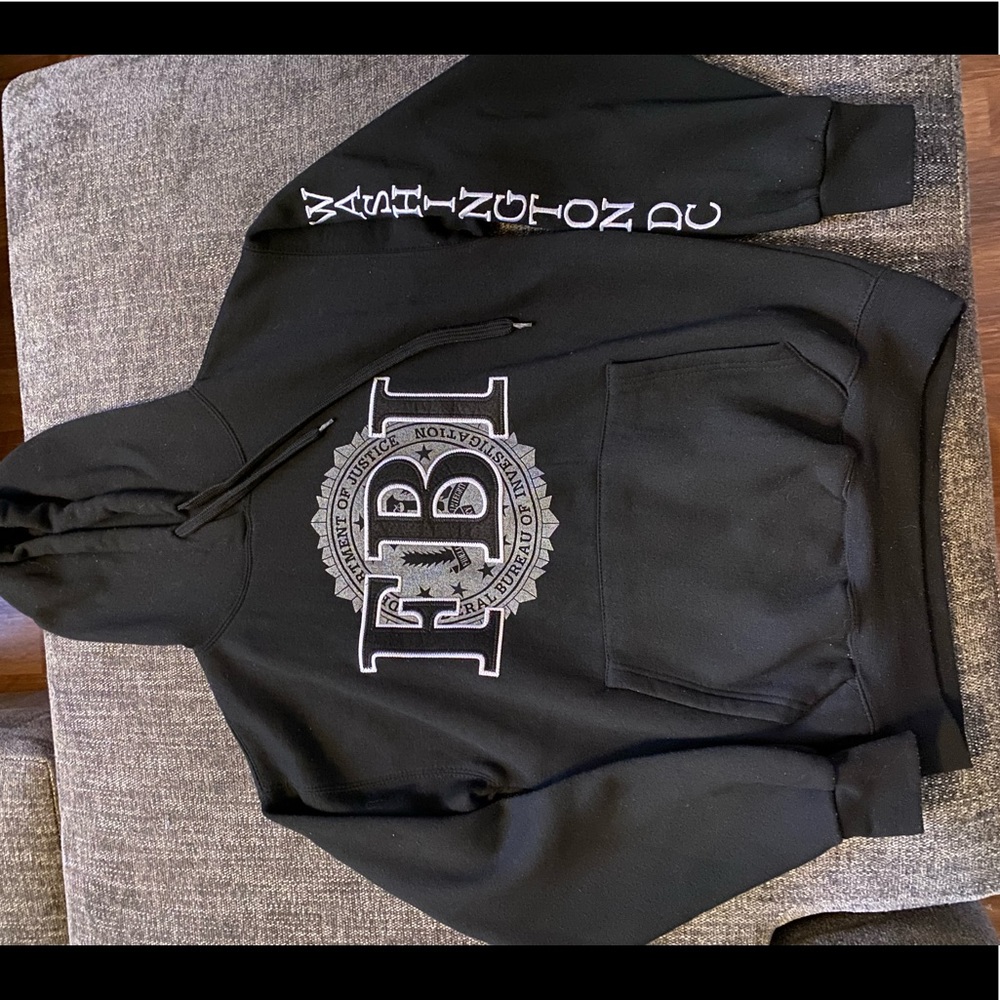 Black FBI Embroidered Seal Hoodie Size M Official from Washington DC